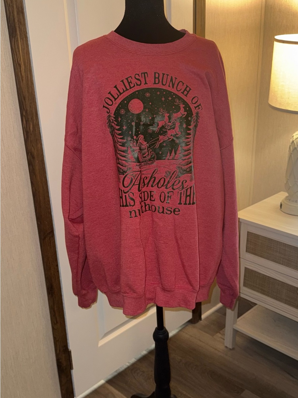 “Christmas Vacation” themed Heathered Red Graphic Crewneck Sweatshirt